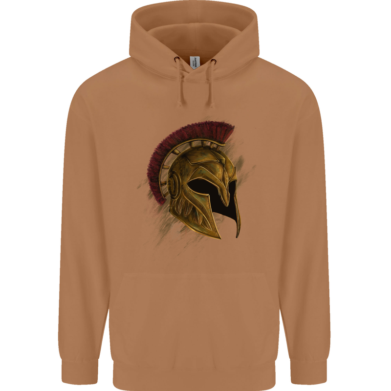 Spartan Helmet Gym Bodybuilding Training Mens 80% Cotton Hoodie Caramel Latte