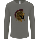 Spartan Helmet Gym Bodybuilding Training Mens Long Sleeve T-Shirt Charcoal