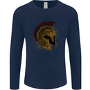Spartan Helmet Gym Bodybuilding Training Mens Long Sleeve T-Shirt Navy Blue