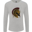 Spartan Helmet Gym Bodybuilding Training Mens Long Sleeve T-Shirt Sports Grey