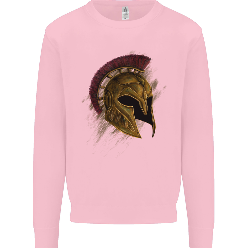 Spartan Helmet Gym Bodybuilding Training Mens Sweatshirt Jumper Light Pink