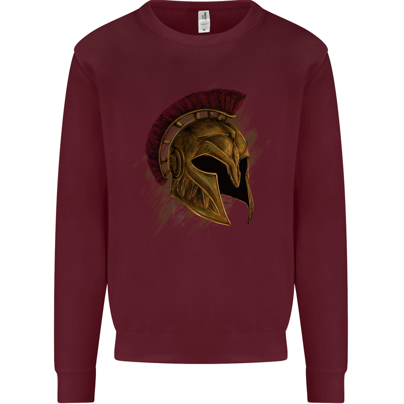 Spartan Helmet Gym Bodybuilding Training Mens Sweatshirt Jumper Maroon