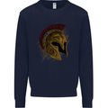 Spartan Helmet Gym Bodybuilding Training Mens Sweatshirt Jumper Navy Blue