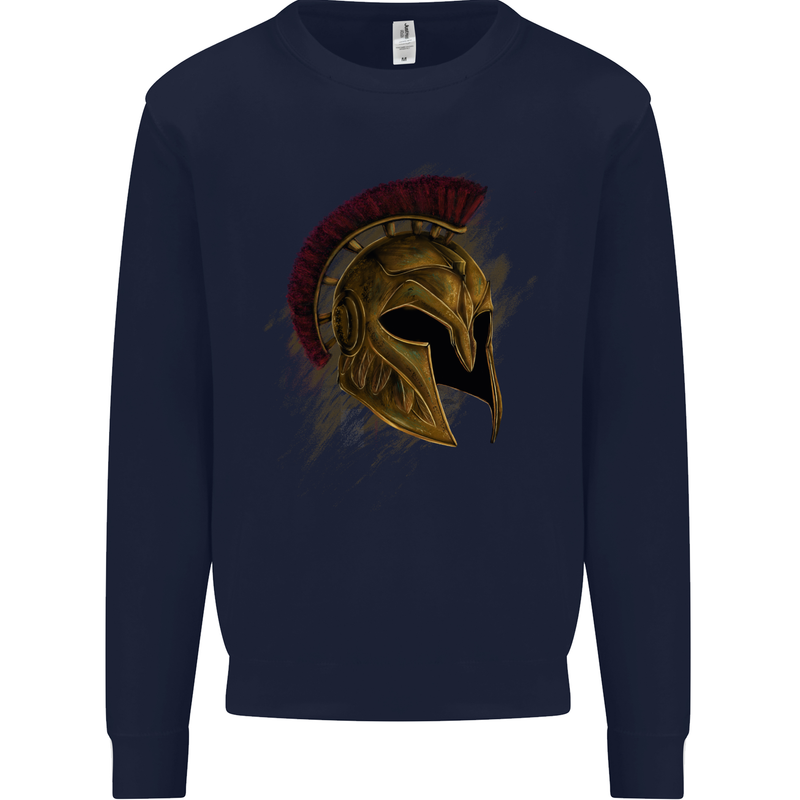 Spartan Helmet Gym Bodybuilding Training Mens Sweatshirt Jumper Navy Blue