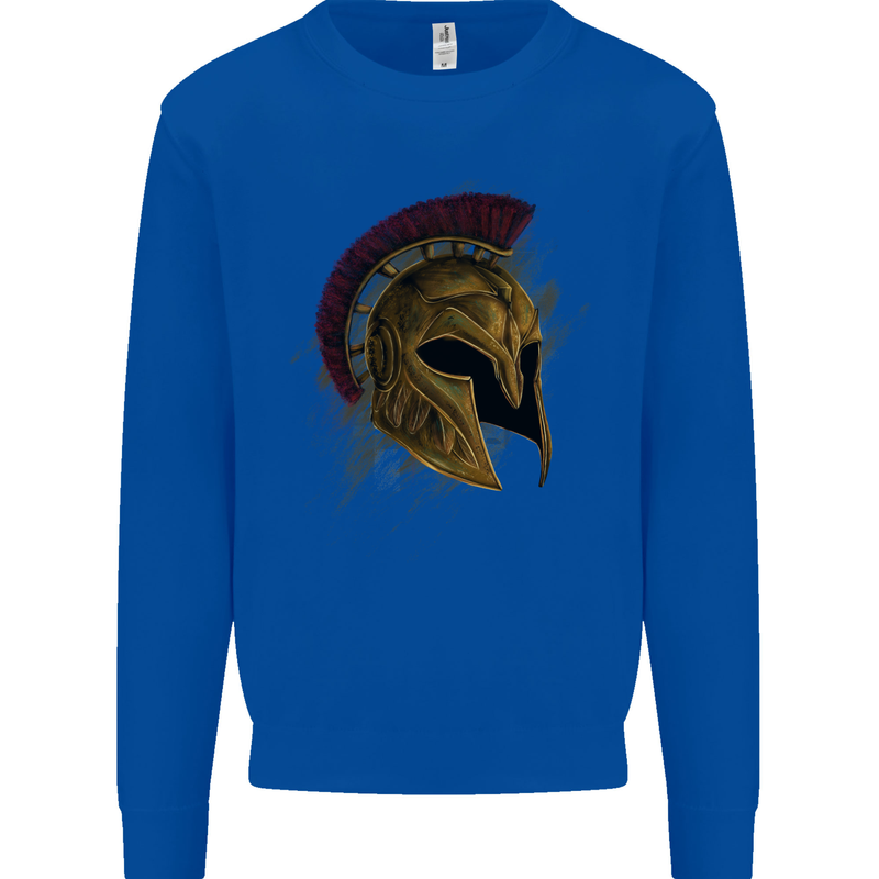 Spartan Helmet Gym Bodybuilding Training Mens Sweatshirt Jumper Royal Blue