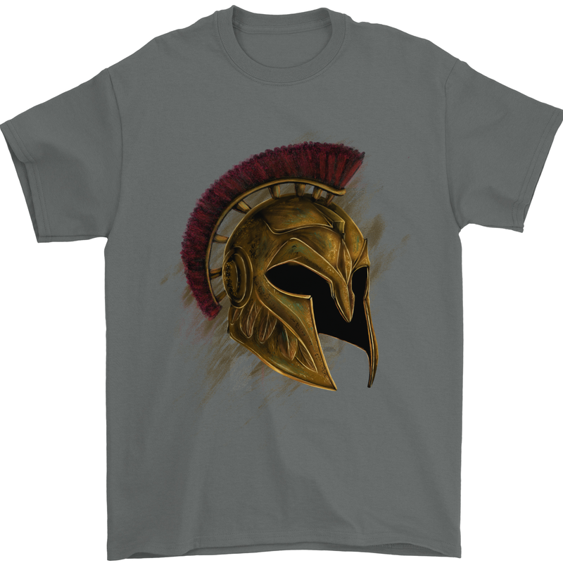 Spartan Helmet Gym Bodybuilding Training Mens T-Shirt 100% Cotton Charcoal