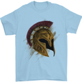 Spartan Helmet Gym Bodybuilding Training Mens T-Shirt 100% Cotton Light Blue