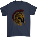 Spartan Helmet Gym Bodybuilding Training Mens T-Shirt 100% Cotton Navy Blue