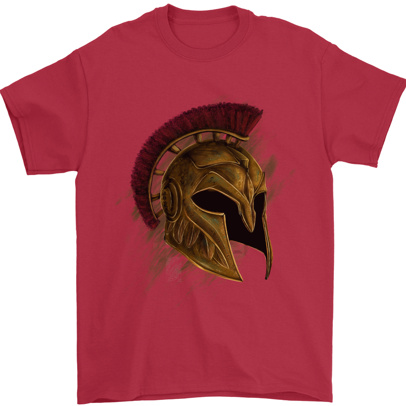 Spartan Helmet Gym Bodybuilding Training Mens T-Shirt 100% Cotton Red