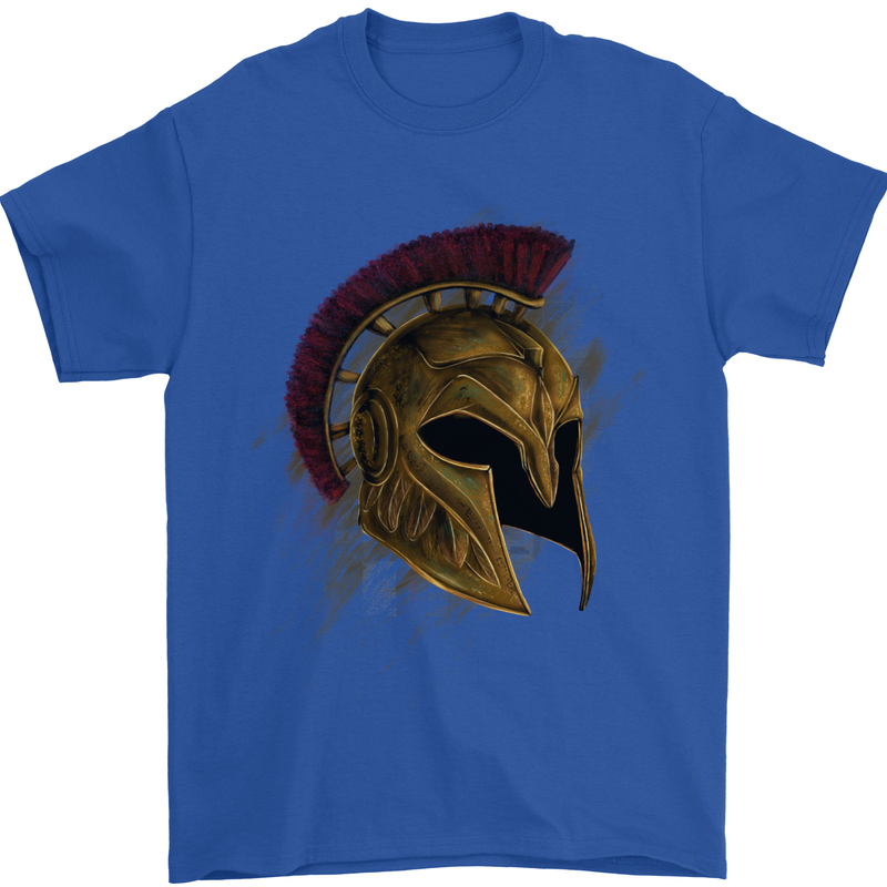 Spartan Helmet Gym Bodybuilding Training Mens T-Shirt 100% Cotton Royal Blue