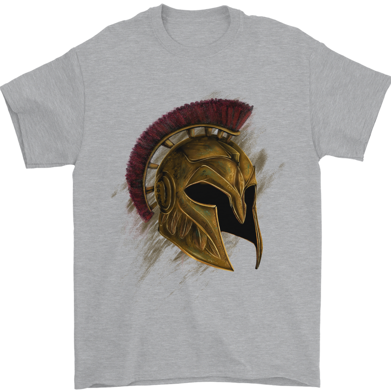 Spartan Helmet Gym Bodybuilding Training Mens T-Shirt 100% Cotton Sports Grey