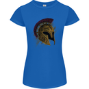 Spartan Helmet Gym Bodybuilding Training Womens Petite Cut T-Shirt Royal Blue