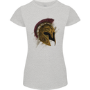 Spartan Helmet Gym Bodybuilding Training Womens Petite Cut T-Shirt Sports Grey