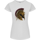 Spartan Helmet Gym Bodybuilding Training Womens Petite Cut T-Shirt White