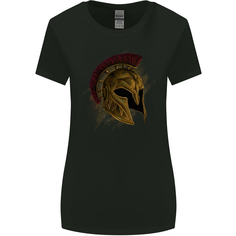 Spartan Helmet Gym Bodybuilding Training Womens Wider Cut T-Shirt Black