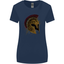 Spartan Helmet Gym Bodybuilding Training Womens Wider Cut T-Shirt Navy Blue