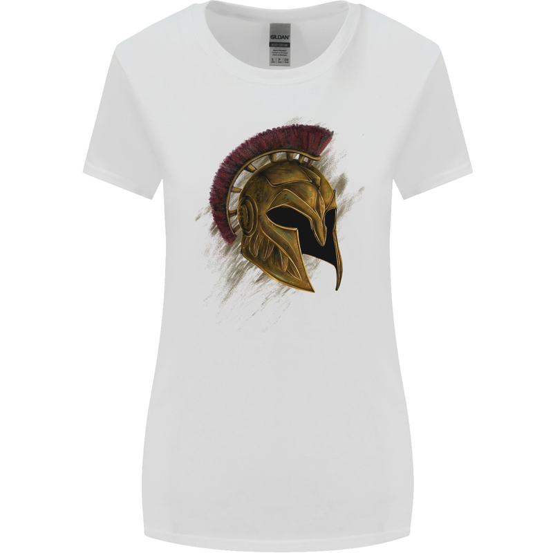Spartan Helmet Gym Bodybuilding Training Womens Wider Cut T-Shirt White