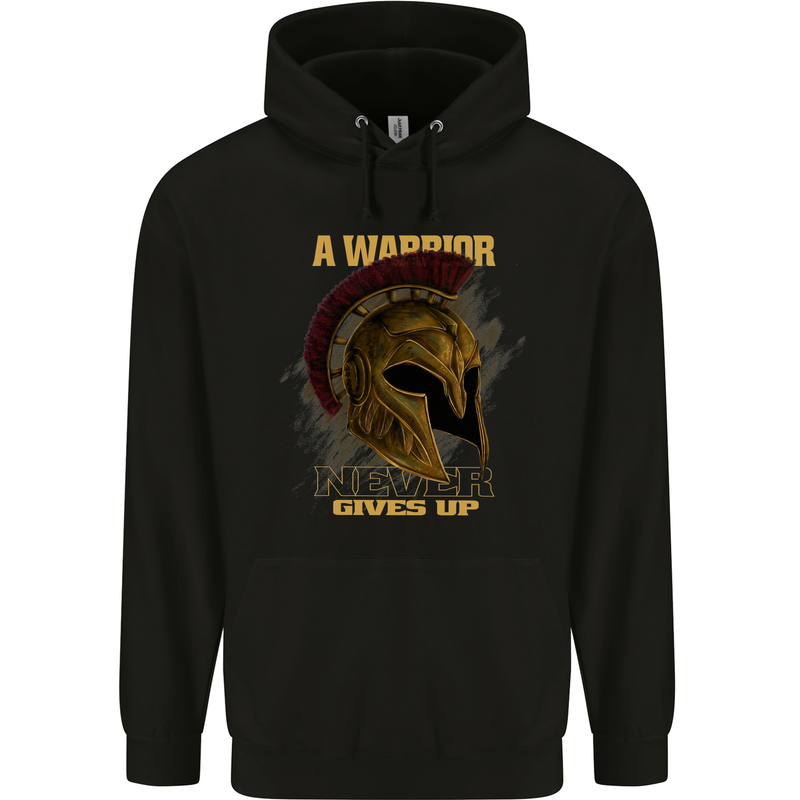 Spartan Helmet Gym Quote Bodybuilding Childrens Kids Hoodie Black