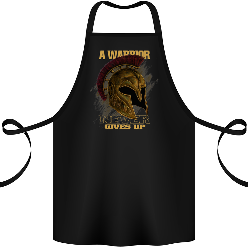 Spartan Helmet Gym Quote Bodybuilding Cotton Apron 100% Organic Black