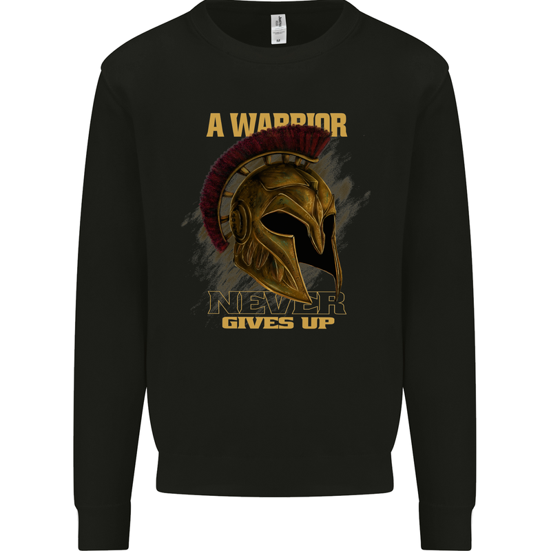 Spartan Helmet Gym Quote Bodybuilding Kids Sweatshirt Jumper Black