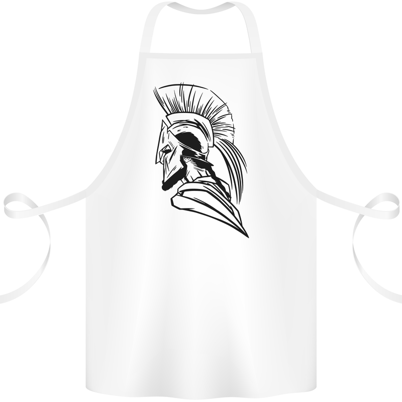 Spartan Helmet Training Bodybuilding MMA Cotton Apron 100% Organic White