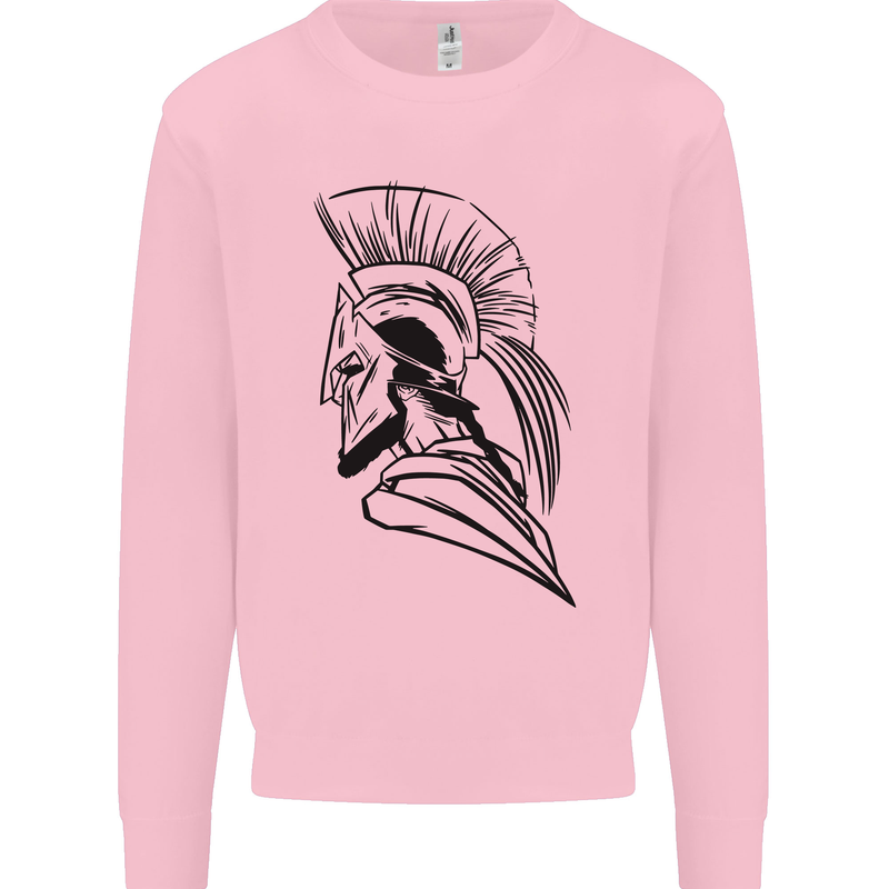 Spartan Helmet Training Bodybuilding MMA Kids Sweatshirt Jumper Light Pink