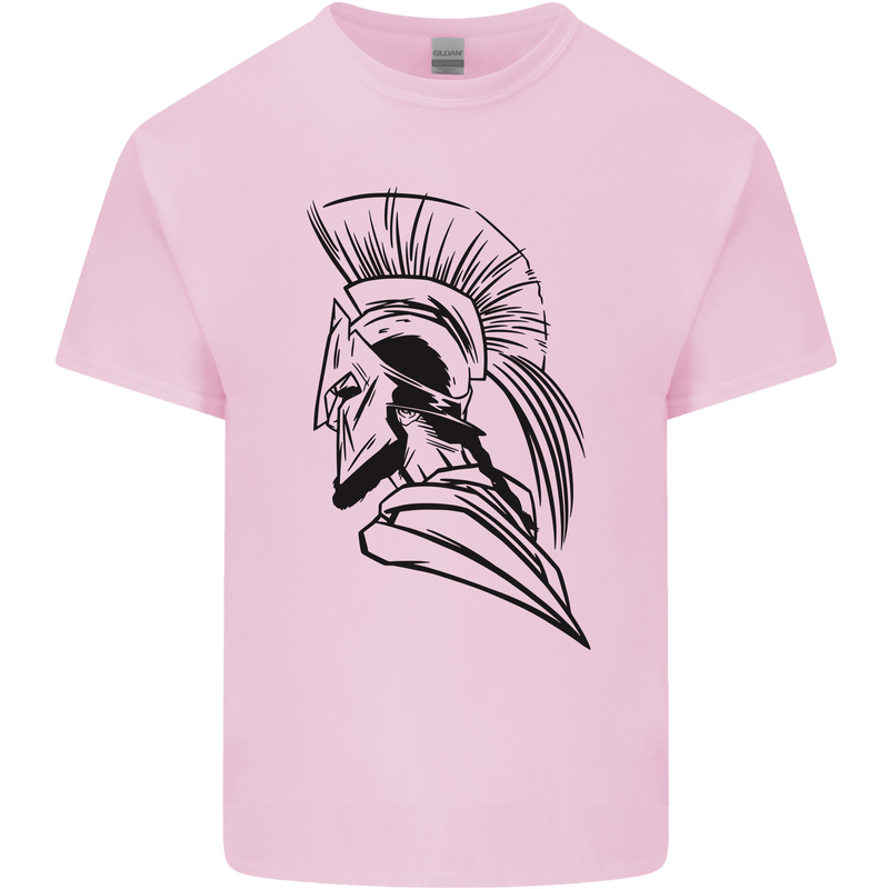 Spartan Helmet Training Bodybuilding MMA Mens Cotton T-Shirt Tee Top Light Pink