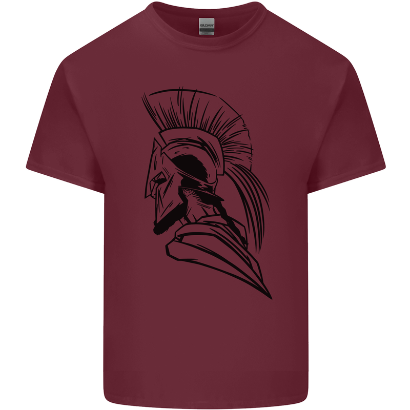 Spartan Helmet Training Bodybuilding MMA Mens Cotton T-Shirt Tee Top Maroon