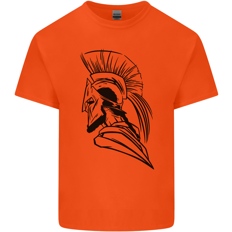 Spartan Helmet Training Bodybuilding MMA Mens Cotton T-Shirt Tee Top Orange