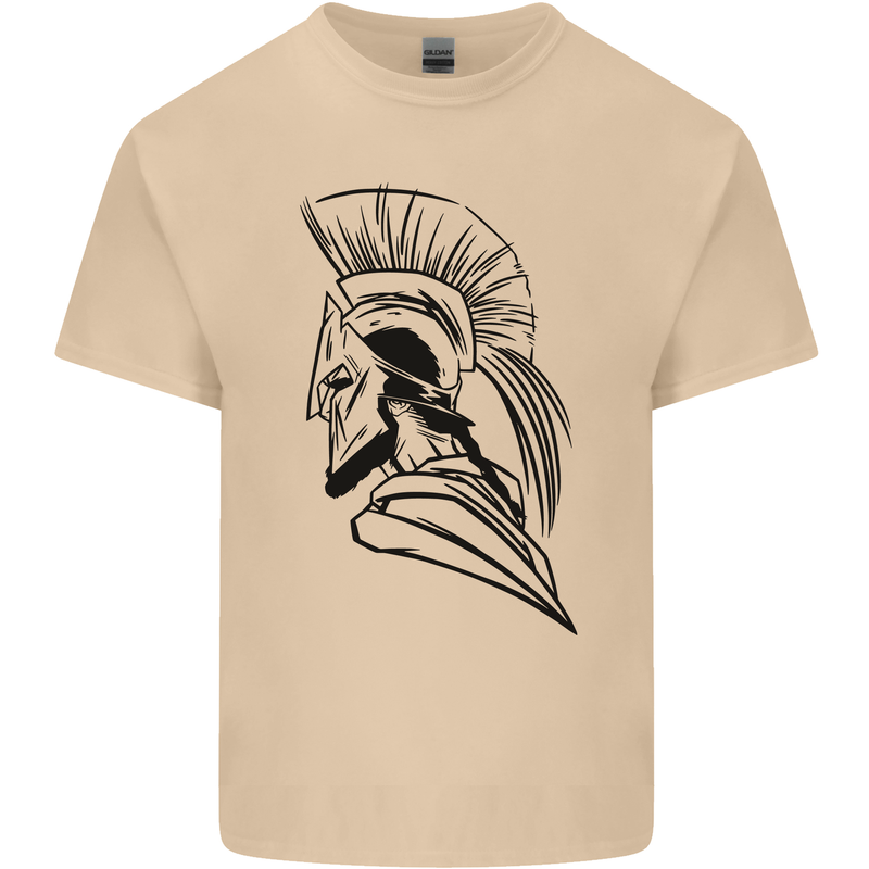 Spartan Helmet Training Bodybuilding MMA Mens Cotton T-Shirt Tee Top Sand
