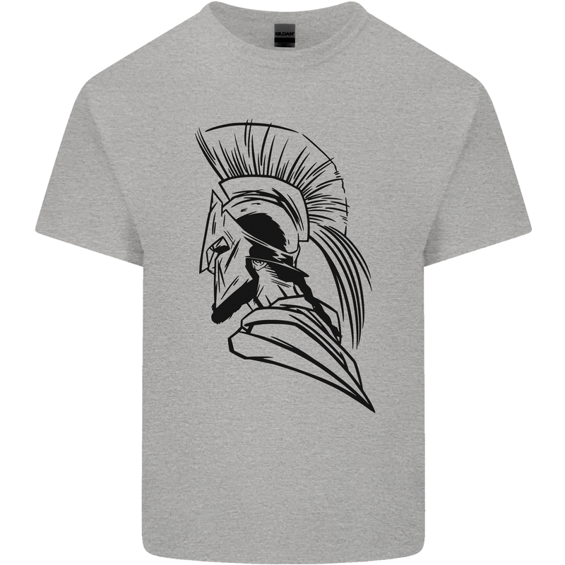 Spartan Helmet Training Bodybuilding MMA Mens Cotton T-Shirt Tee Top Sports Grey