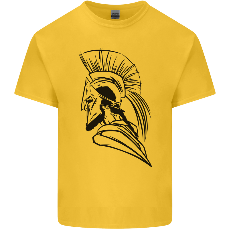 Spartan Helmet Training Bodybuilding MMA Mens Cotton T-Shirt Tee Top Yellow