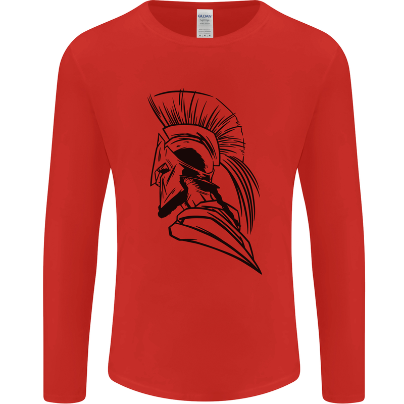 Spartan Helmet Training Bodybuilding MMA Mens Long Sleeve T-Shirt Red