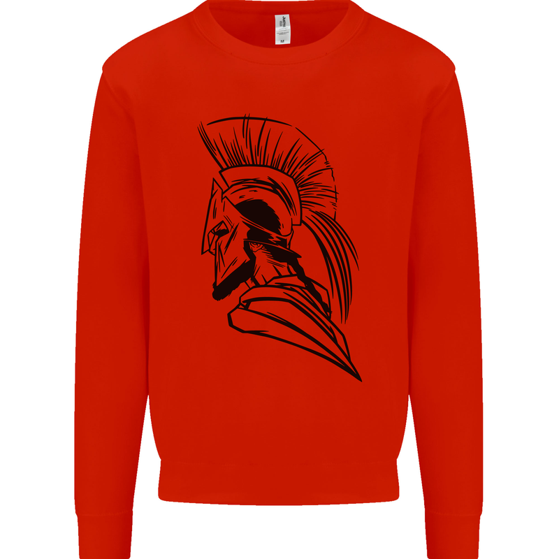 Spartan Helmet Training Bodybuilding MMA Mens Sweatshirt Jumper Bright Red