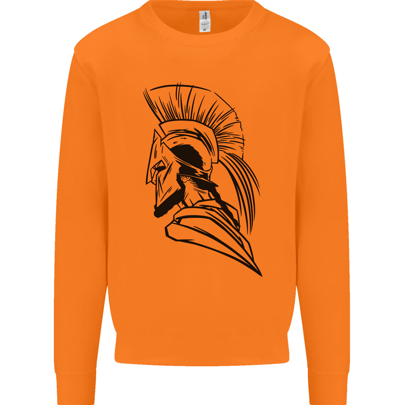 Spartan Helmet Training Bodybuilding MMA Mens Sweatshirt Jumper Orange