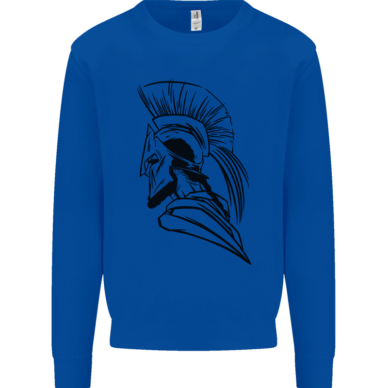 Spartan Helmet Training Bodybuilding MMA Mens Sweatshirt Jumper Royal Blue