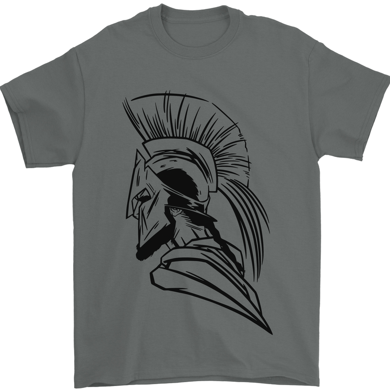 Spartan Helmet Training Bodybuilding MMA Mens T-Shirt 100% Cotton Charcoal