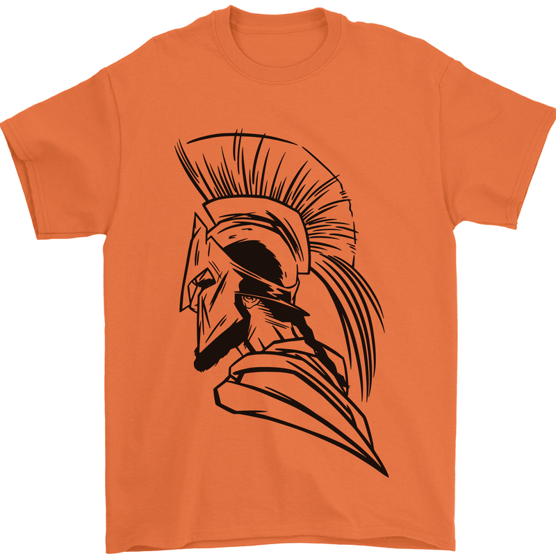 Spartan Helmet Training Bodybuilding MMA Mens T-Shirt 100% Cotton Orange