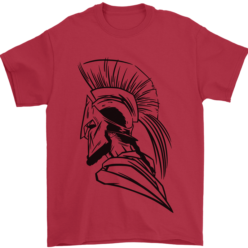 Spartan Helmet Training Bodybuilding MMA Mens T-Shirt 100% Cotton Red