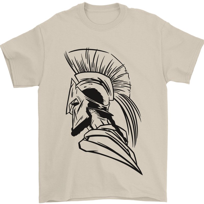 Spartan Helmet Training Bodybuilding MMA Mens T-Shirt 100% Cotton Sand
