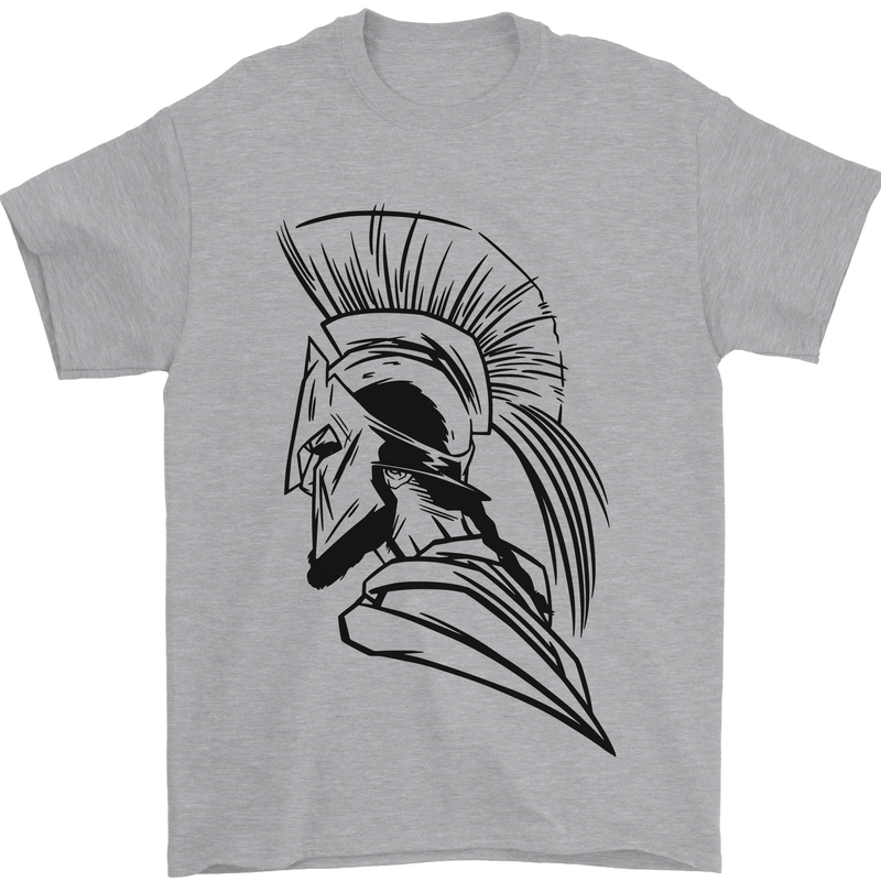 Spartan Helmet Training Bodybuilding MMA Mens T-Shirt 100% Cotton Sports Grey