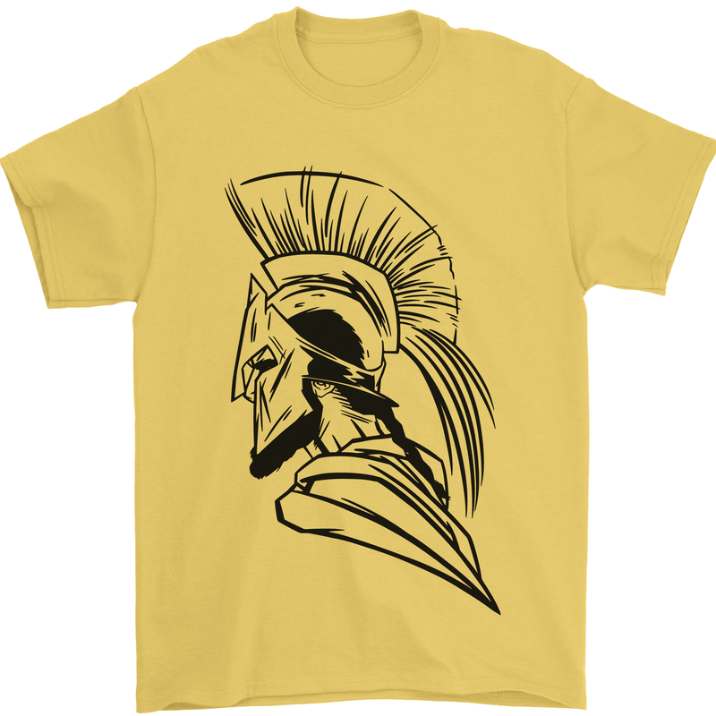 Spartan Helmet Training Bodybuilding MMA Mens T-Shirt 100% Cotton Yellow
