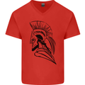 Spartan Helmet Training Bodybuilding MMA Mens V-Neck Cotton T-Shirt Red
