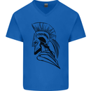 Spartan Helmet Training Bodybuilding MMA Mens V-Neck Cotton T-Shirt Royal Blue