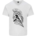 Spartan Helmet Training Bodybuilding MMA Mens V-Neck Cotton T-Shirt White