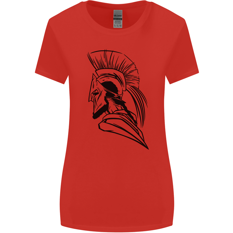 Spartan Helmet Training Bodybuilding MMA Womens Wider Cut T-Shirt Red