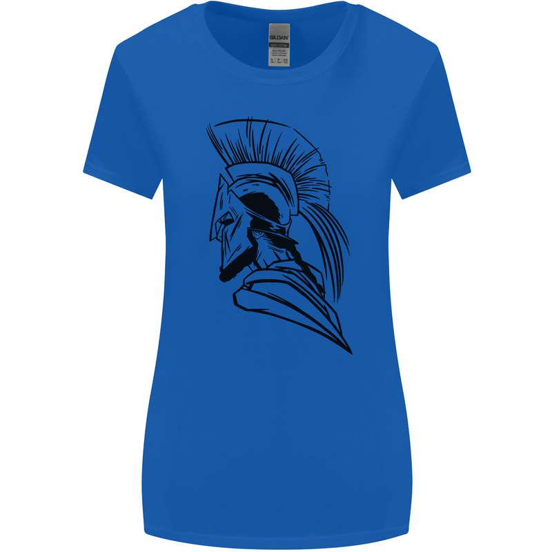 Spartan Helmet Training Bodybuilding MMA Womens Wider Cut T-Shirt Royal Blue