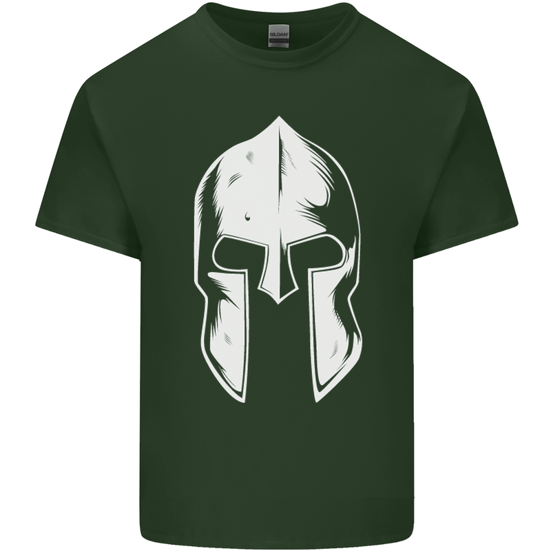 Spartan Helmet Weight Training Fitness Gym Mens Cotton T-Shirt Tee Top Forest Green