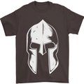 Spartan Helmet Weight Training Fitness Gym Mens T-Shirt Cotton Gildan Dark Chocolate