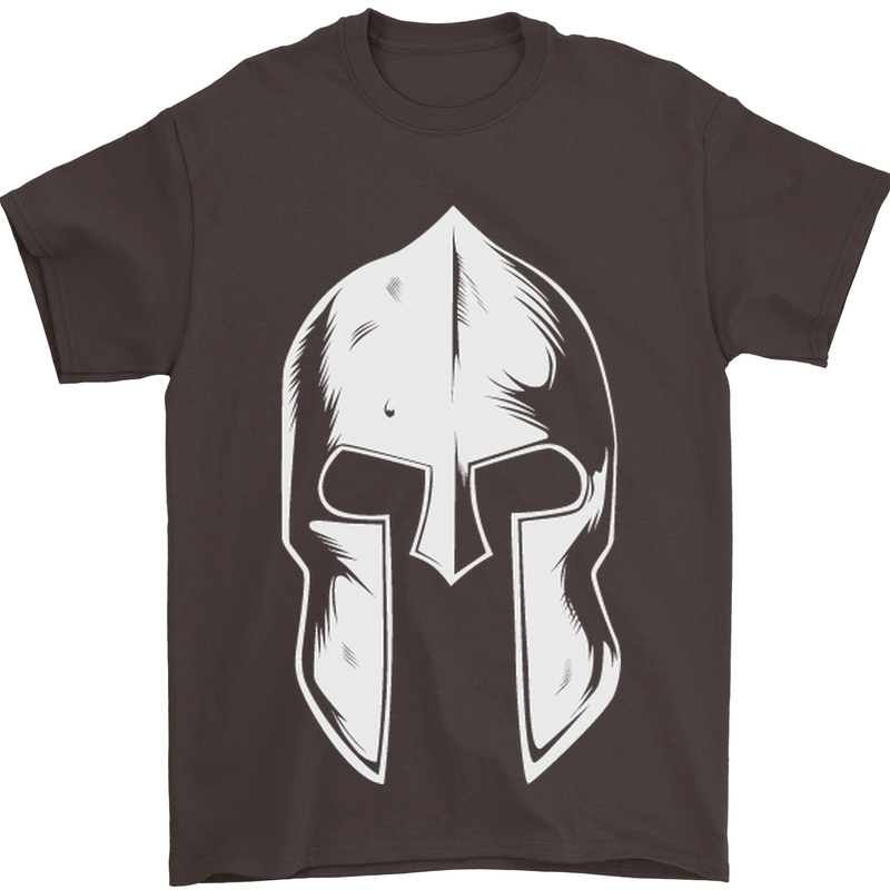Spartan Helmet Weight Training Fitness Gym Mens T-Shirt Cotton Gildan Dark Chocolate